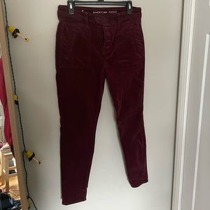 Red Corduroy American Eagle Skinny Jeans